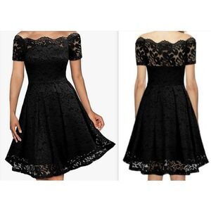 MissMay Retro Gorgeous City Black Fit & Flare‎ Maxi Dress Size 2XL Lace NWT